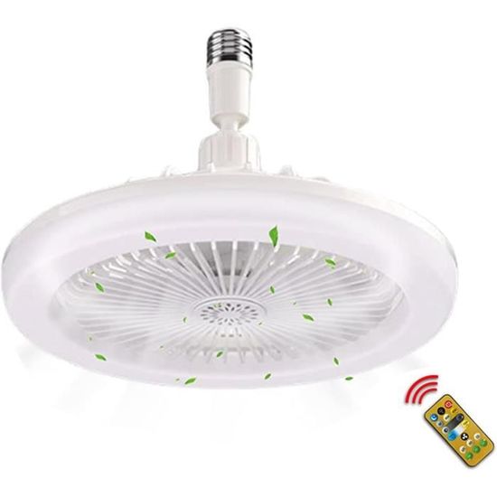 Ventilateur Plafond Avec Lumière LED Et Télécommande - 30W 6 Pales - Blanc