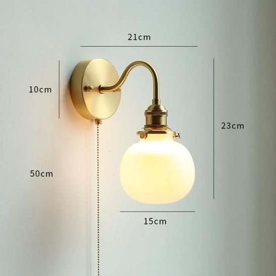 Applique Murale Nordic Artpad - Boule Verre Laiteux Sur Support Doré - Ampoule E14 Incluse