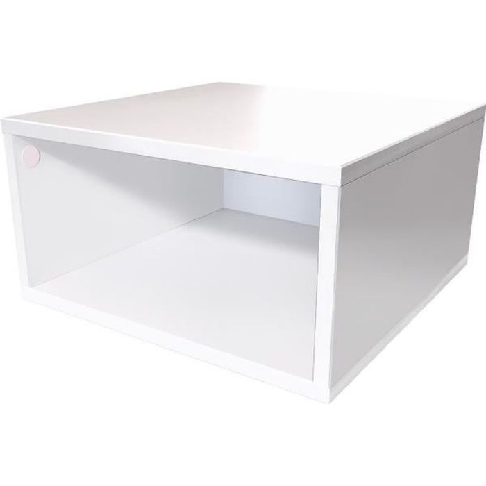 Cube de rangement bois largeur 50 cm - Couleur - Blanc, Dimensions - 50x50