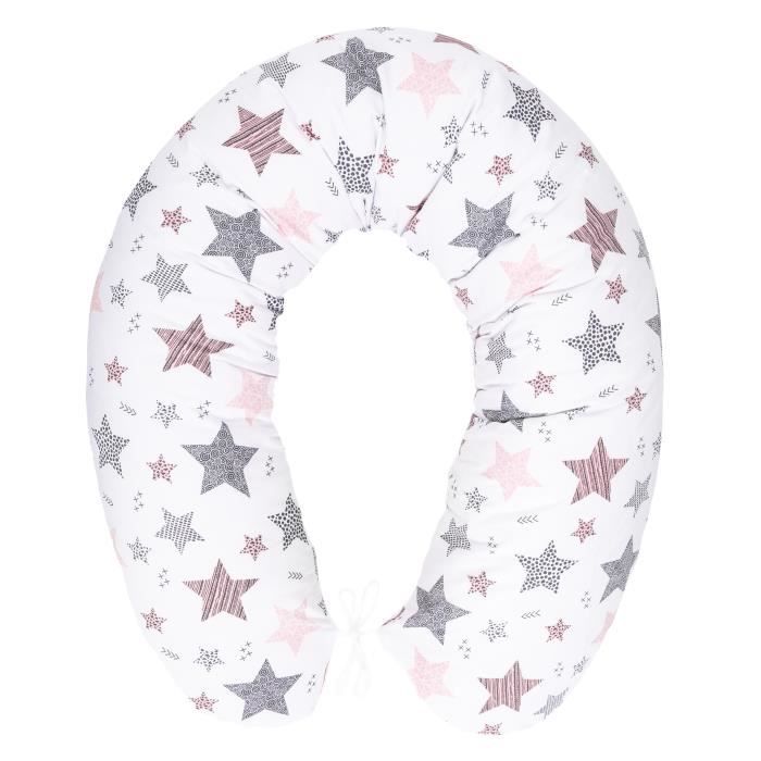 Amilian coussin d'allaitement, coussin de positionnement latéral, idéal pour la grossesse et les petits bébés, Étoile filante rose