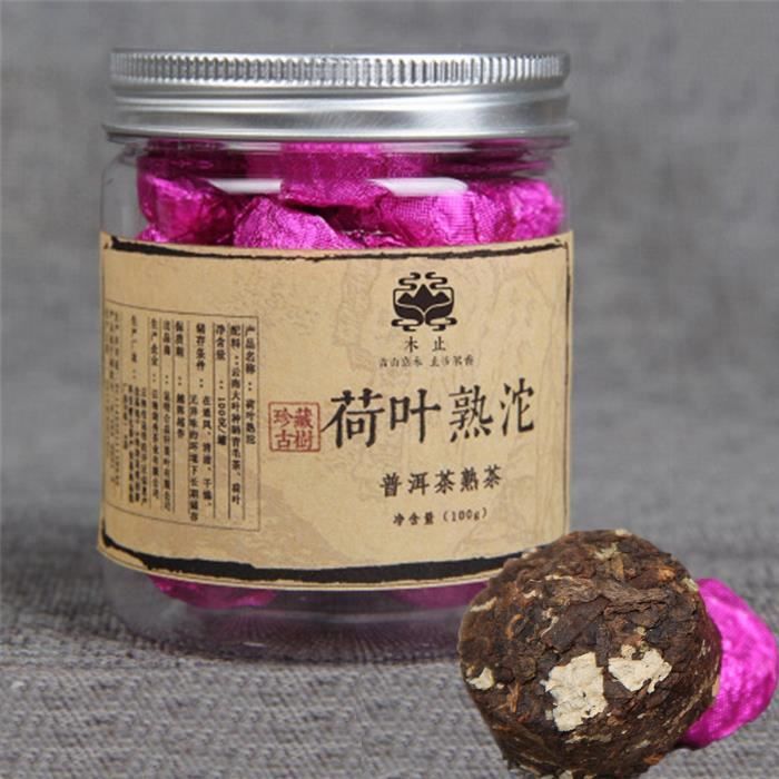 China Yunnan Puer tea Lotus Puerh Tuocha Small canned lotus leaf Pu er ripe tea 100g (0.22LB) organic tea Pu'er tea Black tea Chin