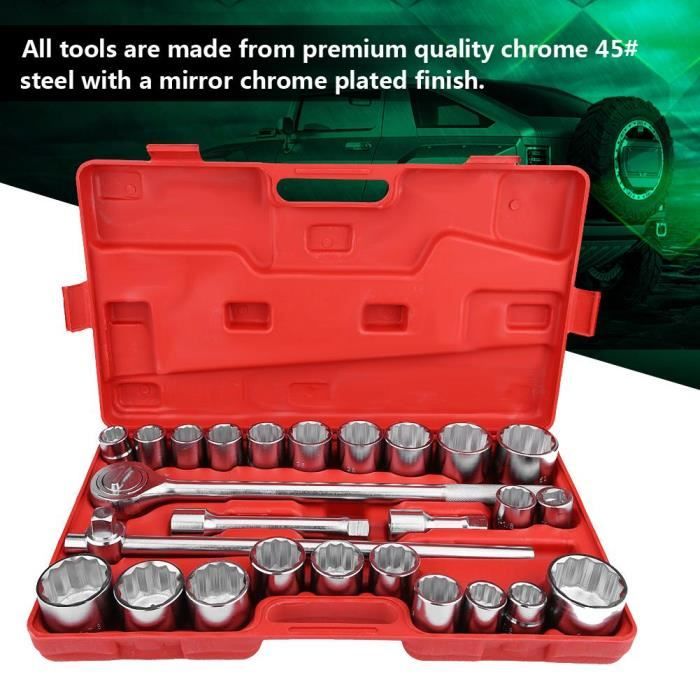 27pcs 3-4 - Clé à douille à impact standard entraînement standard Kit d'outils de réparation de camion de voiture