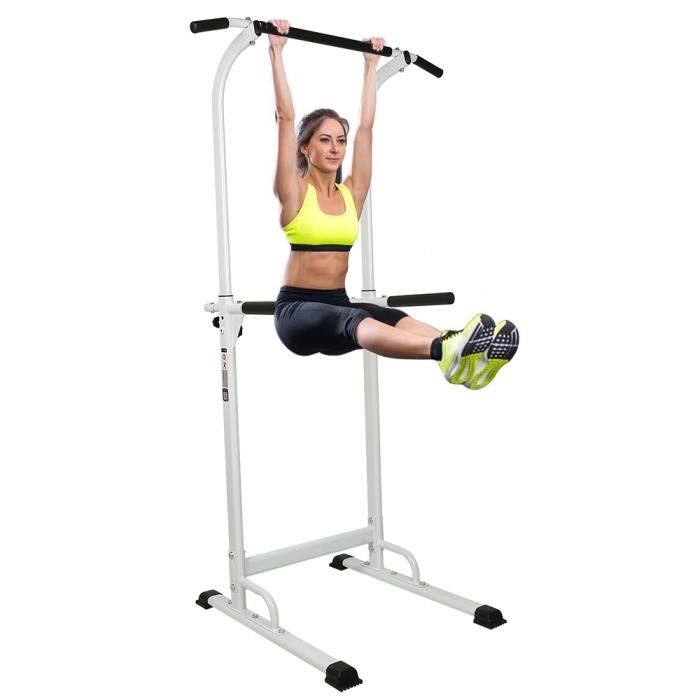 Barre de traction,équipement de traction, Réglable en hauteur, Hauteur maximale réglable de 1,9 m, Blanc