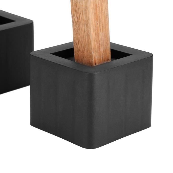 4Pcs / Set de risers de jambe de meubles en PP avec élévateur antidérapant en plastique (noire)-CHN