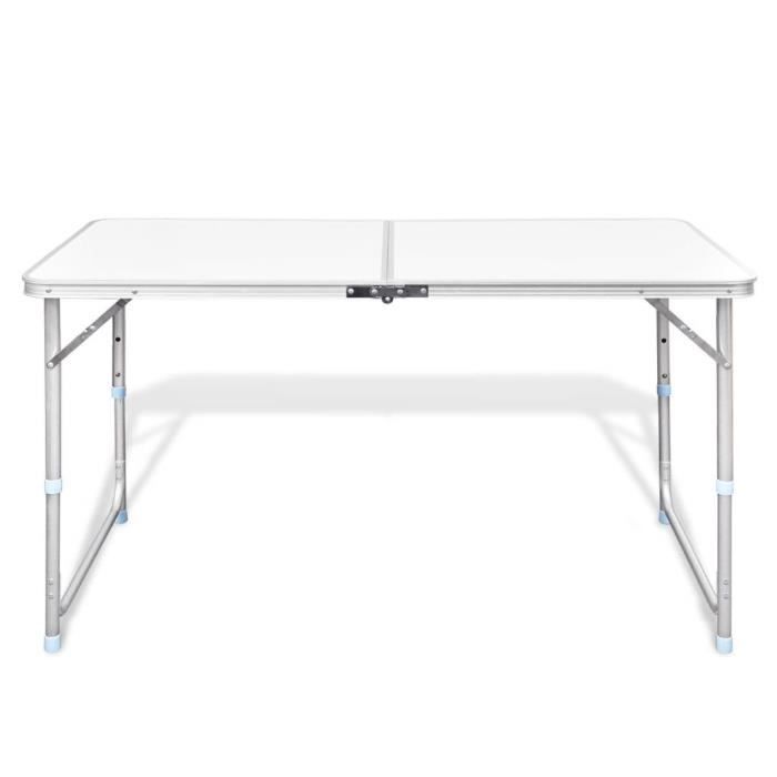 KAI Table pliable de camping Hauteur réglable Aluminium 120x60 cm