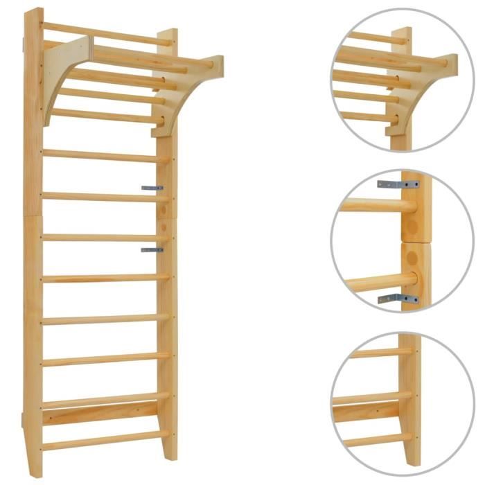WON Espalier de Gym en Bois Fitness Espalier mur d'escalade gym 80 x 55 x 220 cm Bois