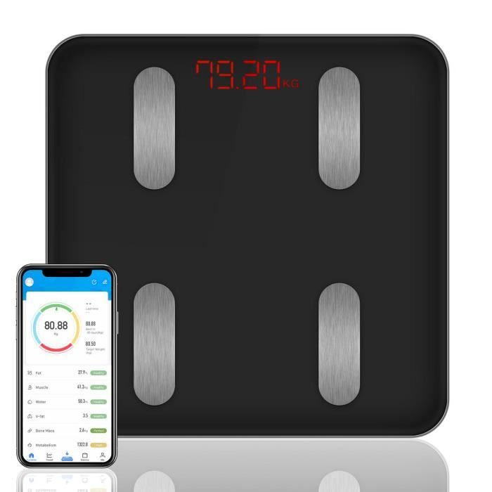 Balance connectée - Pése personne impédancemétre bluetooth - 8 données corporelles - Compatible iOS/ Android
