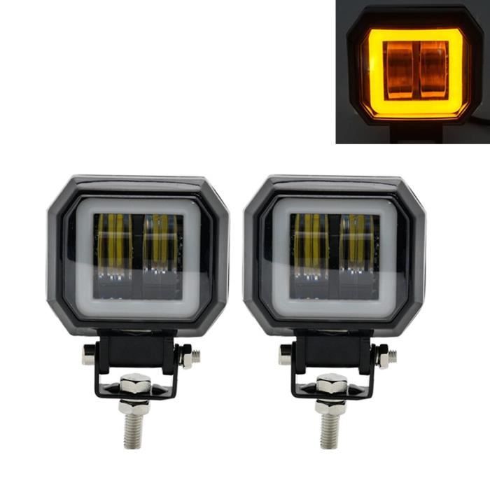 2pcs yellow -1-2 Pcs 3 Pouces 40W Étanche LED Ronde Yeux D'ANGE Barre Lumineuse 12V 24V 6500K BLANC blueFor moto Offroad A Mené L