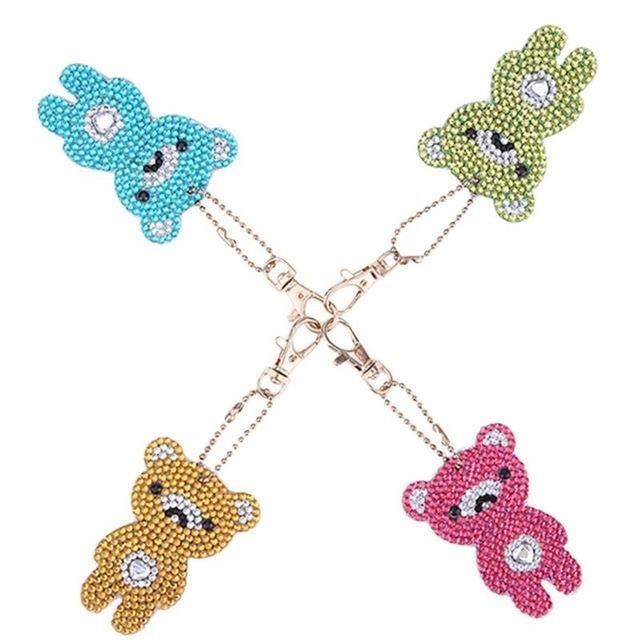 A263 5 pièces bricolage plein forage spécial en forme de diamant peinture porte clés femmes sac pendentif bijoux porte clés broder