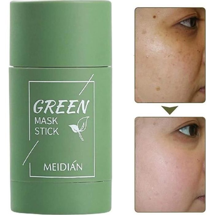 Green Mask Stick,Green Tea Purifying Clay Stick Mask, Oil Control Deep Cleaning Moisturizing Mask pour Les Femmes Hommes