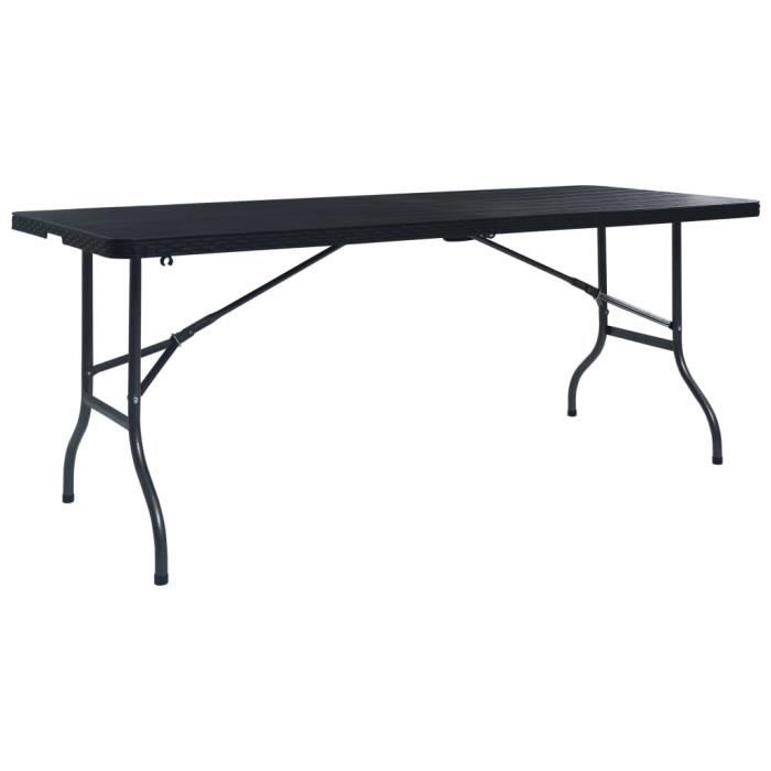 ����4695Table pliable de jardin Table de Camping Table de reception pliante extérieur, cuisine, fêtes camping- Noir 180x75x72 cm PEH