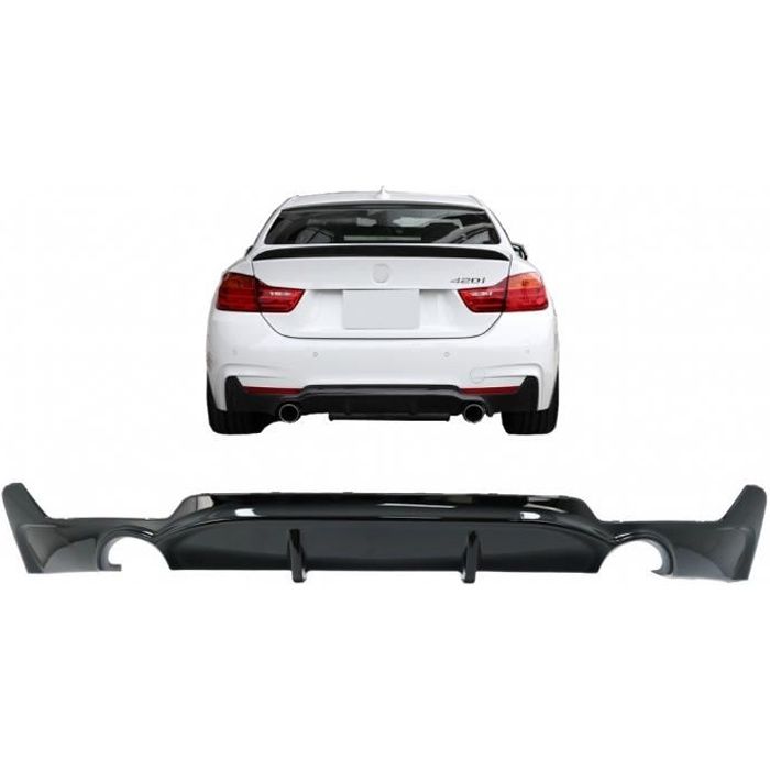 Diffuseur pour BMW F32 F33 F36 13+ 4 M Performance Look Double Prise Unique Noir