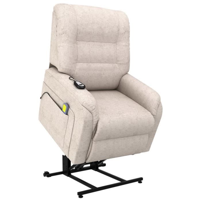 Fauteuil Relaxation de Massage inclinable - Fauteuil de relax Fauteuil Relax TV électrique Crème Tissu Chic *797416