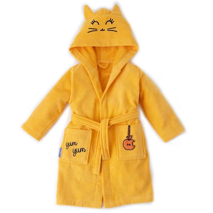 Milk&Moo Peignoir à Capuchon Pour Enfant 2-4 ans, Robe de Chambre, Serviette, Sortie de Bain, Poncho en Coton, Cadeau d'Enfant&Bébé