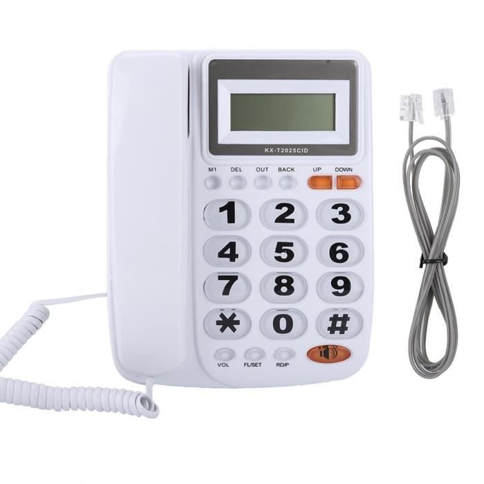 Drfeify Téléphone filaire avec répondeur Téléphone fixe filaire de bureau avec affichage d'identification de l'appelant avec