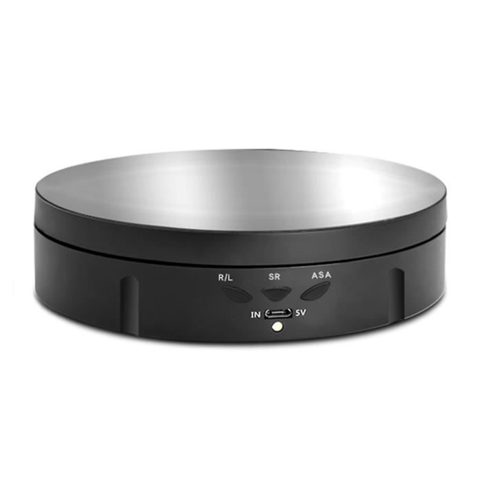 Plateau tournant électrique à 360 °chargeur USB, présentoir rotatif, 3 vitesses réglables pour la photographie, affichage b