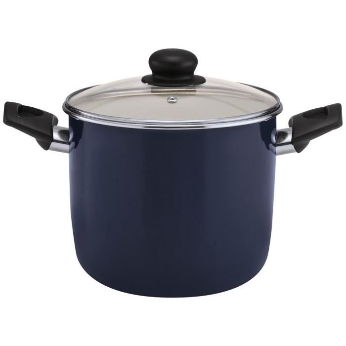 BEKA Traiteur émail avec couvercle en verre Bohème - Ø 24 cm - Bleu - Tous feux dont induction