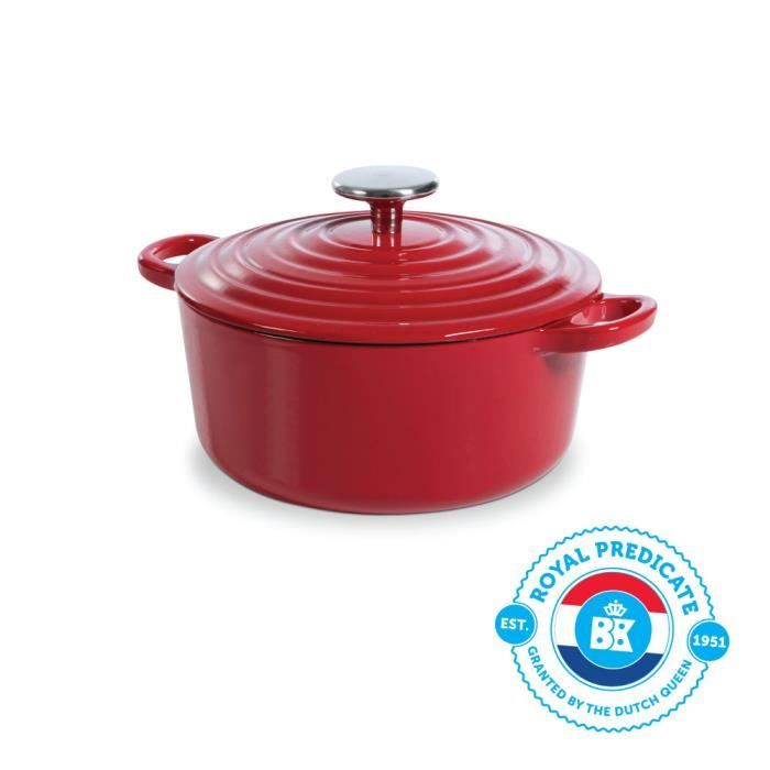BK Cookware H6072.520 BK Bourgogne Cocotte en Fonte - Ronde - 20 cm - 2.5L - Revêtement émaillé - Couvercle avec Anneaux