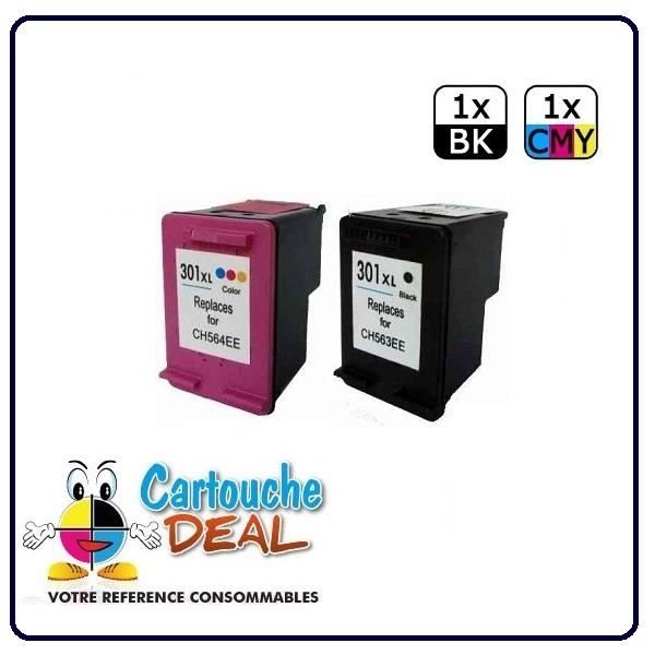 HP 301XL - HP Deskjet 1000 1010 1050 1050A 1510 1512 1514 Lot de 2 cartouches générique compatible HP301 XL