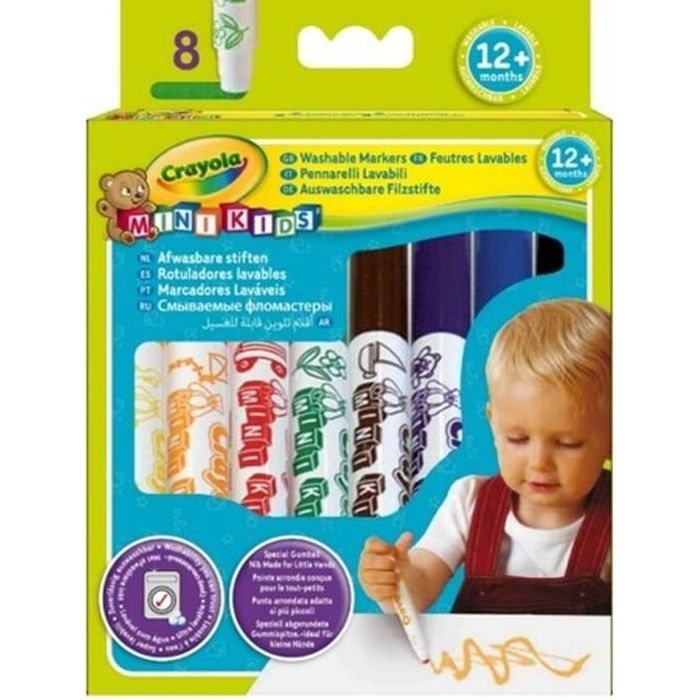 Crayola - Mini Kids - 8 Feutres dès 1 an - Coloriage pour enfant et tout petit