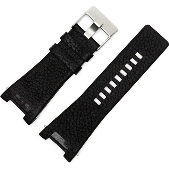 Diesel Bracelet de Montre en Cuir 32 mm Noir, Messieurs – grainé empreinte – Boîtier numéro DZ-1215 Accessoires inclus – Bracelet