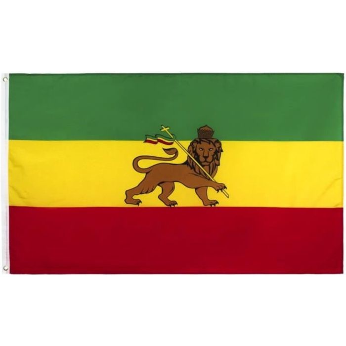 Grand Drapeau Lion of Judah Rasta Reggae Ethiopie 150 cm x 90 cm