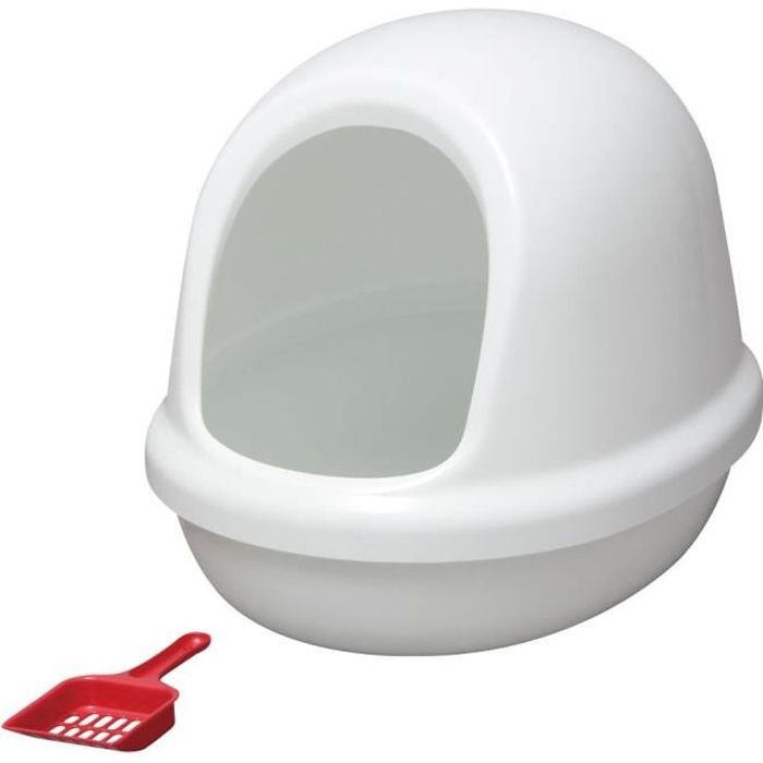 IRIS OHYAMA Maison de toilette Dome Litter Box avec pelle - PNE-500F - Plastique - 50 x 39,4 x 39 cm - Blanc - Pour chat