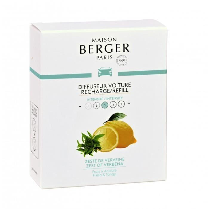 Maison Berger - 6424 Recharges Diffuseur voiture Zeste de Verveine Blanc