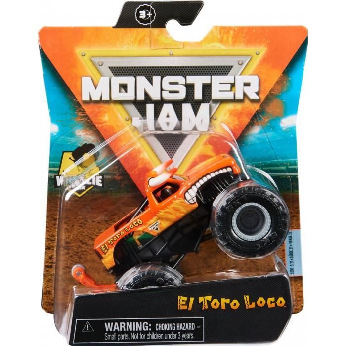 Coffret Monster Jam El Toro Loco Voiture orange Et jaune Vehicule Miniature Metal Nouveaute Collector