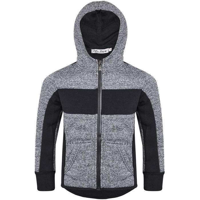 LotMart Enfants Texturé Matière Inverse Veste Fermeture Éclair en Noir 13-14 Ans