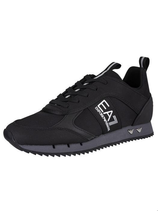 EA7 Pour des hommes Baskets synthétiques à logo latéral, Noir