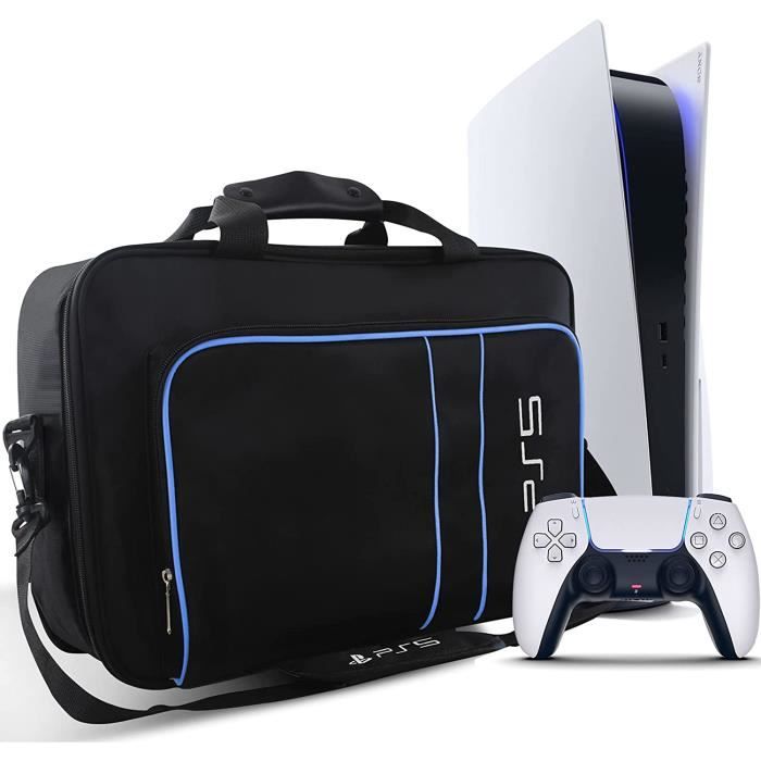 PS5 Sac de Transport, sac d'épaule Sac de Protection pour PS5 Console, Manette et Accessoires pour Sony Playstation 5, Bleu