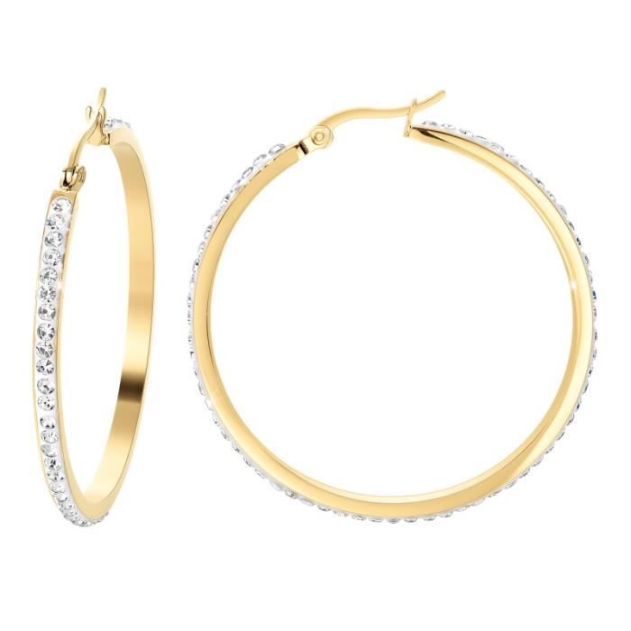 Boucles d'oreilles créoles en acier inoxydable par SC Crystal