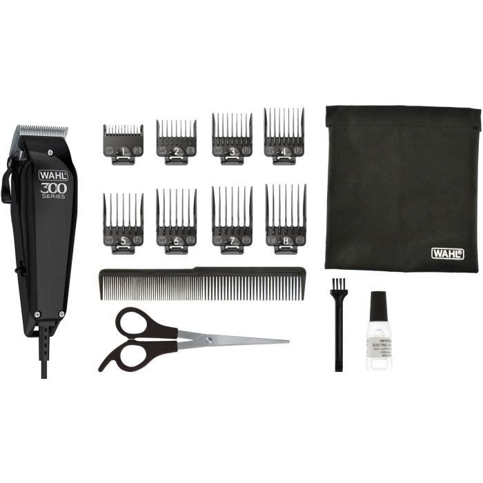 Tondeuse cheveux Home Pro 300 - WAHL 20102.0460 - Kit 15 pièces - 8 guides de coupe 3 mm à 25 mm - Filaire