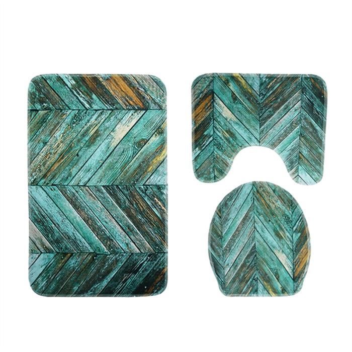 Trois Pièces Graphiques Tapis De Bain Ensemble antidérapant Baignoire Tapis Tapis Contour Toilette Couvercle Couvercle (Plancher