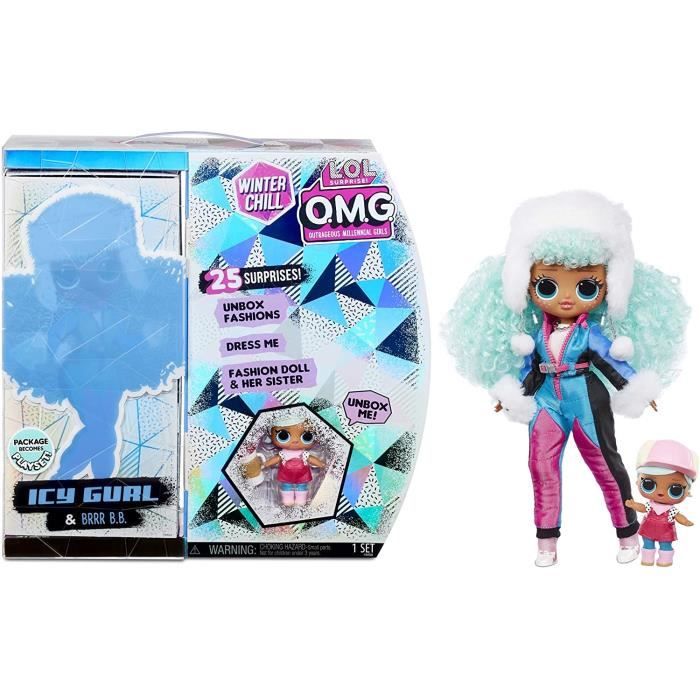 Figurine L.O.L. Surprise! O.M.G. Winter Chill ICY Gurl Poupée Mannequin & Poupée Brrr B.B. avec 25 Surprises