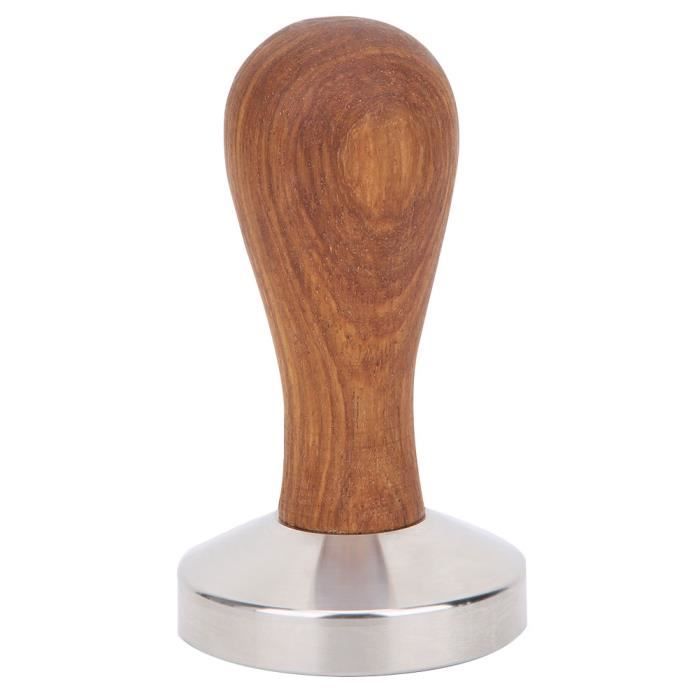 BETⓑTamper à Café en Acier Inoxydable Poignée en Bois Outil de Pressage de Poudre 58mm