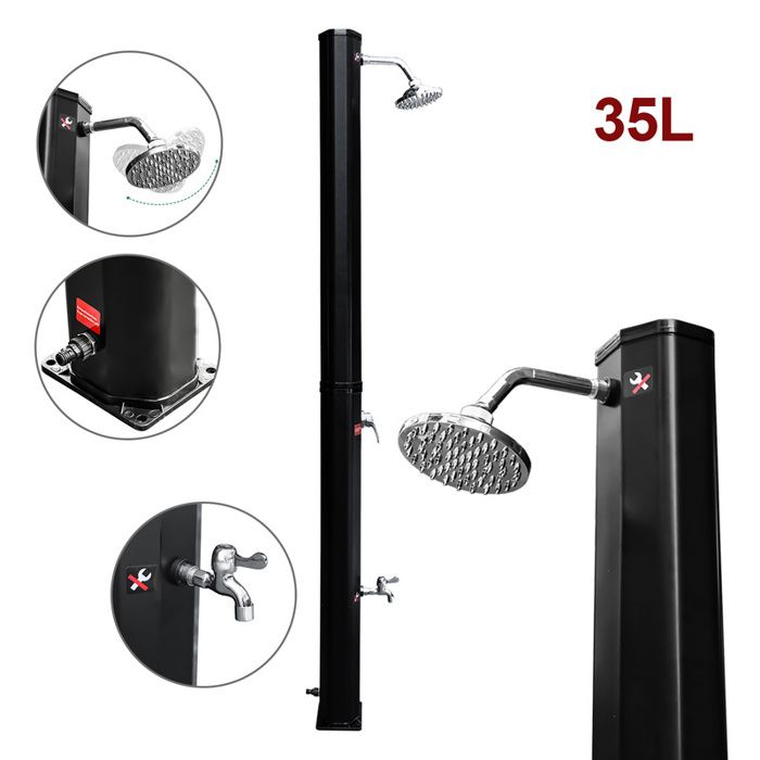 Zelsius Melton Douche Solaire 60 Litres Avec Robinet Et Douchette Pieds - Chauffage Solaire Jardin Piscine