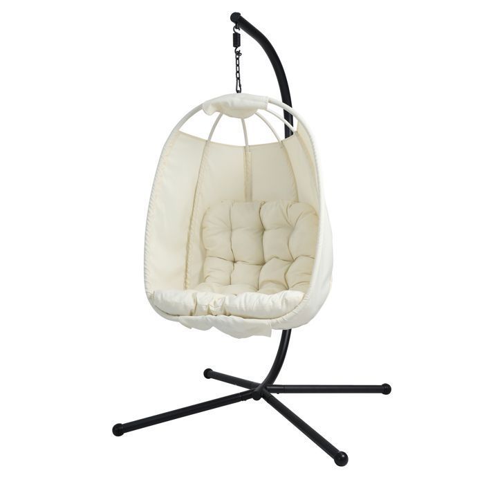 SVITA NELLY Chaise suspendue avec support pliable Chaise suspendue Siège suspendu Panier suspendu beige