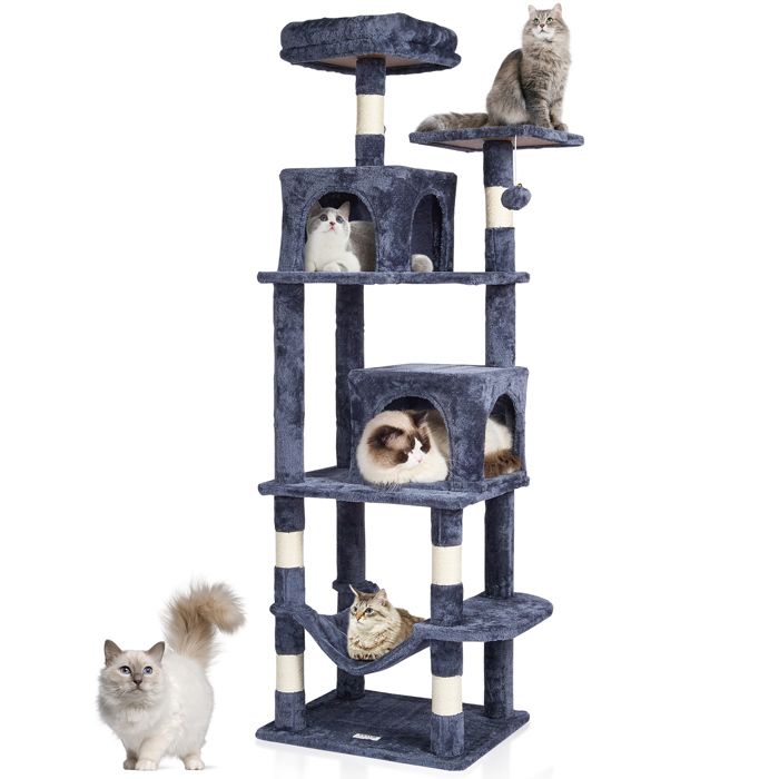 Meilleurs prix pour Arbre à Chat-VEVOR-avec 2 Condos pour Chats Griffoir en Sisal Hamac Perchoir Supérieur-Grand Centre dactivités pour Chat