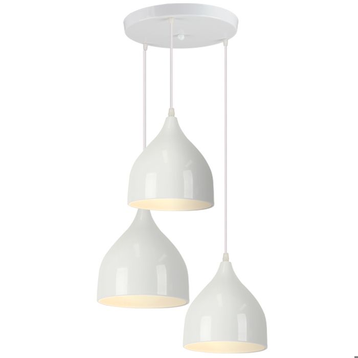 SNOGOLD Suspension Rétro à 3 Têtes E27 Luminaire Moderne Forme de Goutte 17CM en Métal Blanc Éclairage pour Chambre Salon
