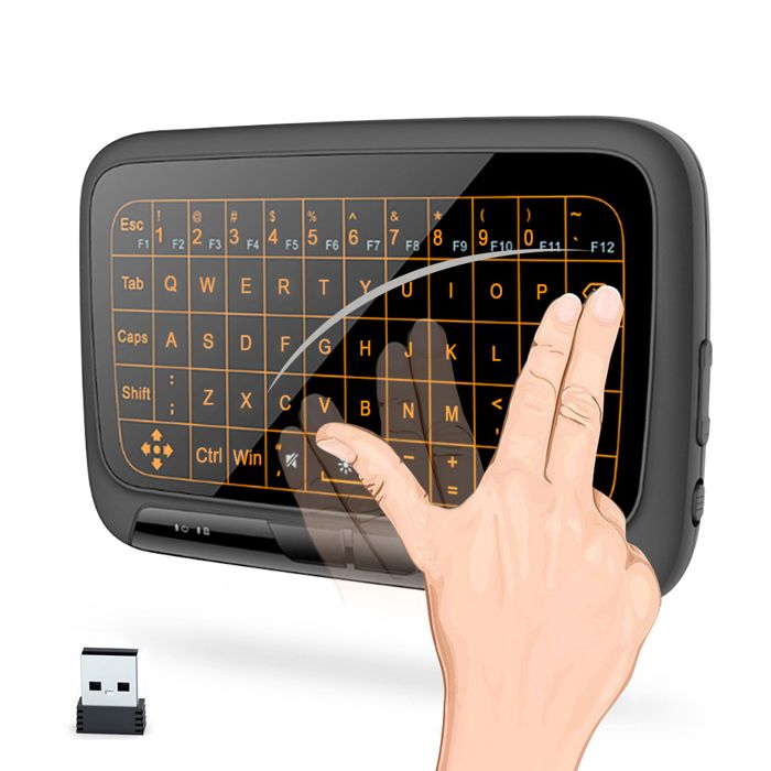 Clavier 24 GHz amélioré Mini clavier sans fil Pavé tactile multipoint Rétroéclairage de la souris intégré USB