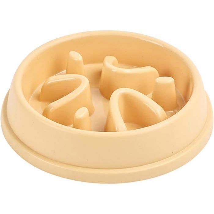 Gamelle pour animaux de compagnie à alimentation lente antidérapante empêche le renversement - Jaune