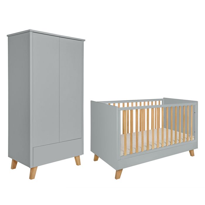 Lit et Armoire 2 portes Novelies - Zara - 144 5 x 75 x 93cm - Gris Lit et Armoire 2 portes Novelies - Zara - 144 5 x 75 x 93cm - Gris
