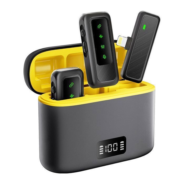 2 Micro Cravate sans Fil pour iPhone iPad Rechargéable Connexion Automatique et Réduction du Bruit Intelligente