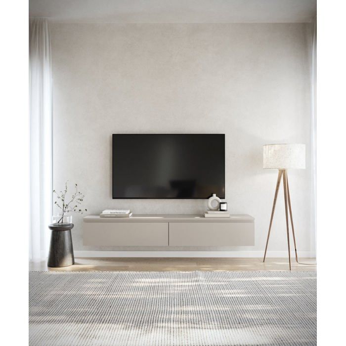 Meuble TV 2 portes -suspendu - BEMMI- 175 cm - greige