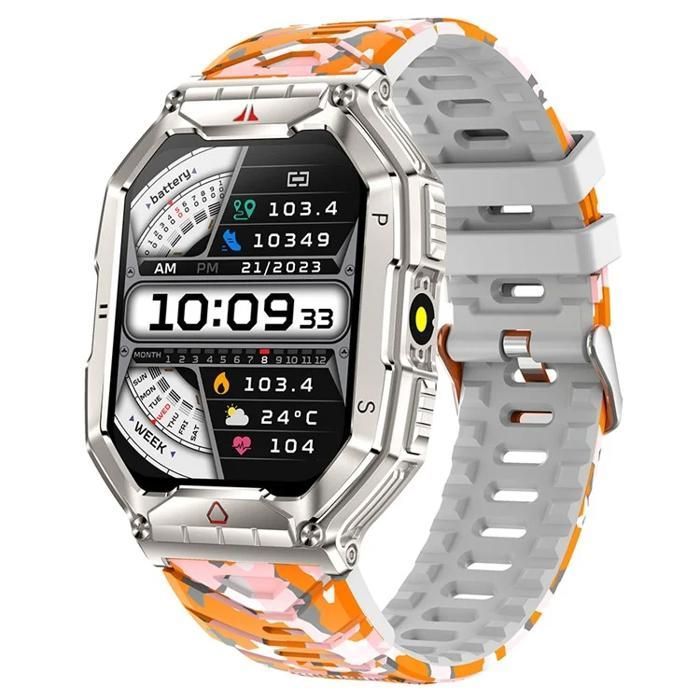 KR82 Bracelet tanche du Bracelet Pour Hommes de la Lampe de Poche 21 Pouces Smart Montre Pour Lextrieur - Orange B MONTRE BLUETOOTH