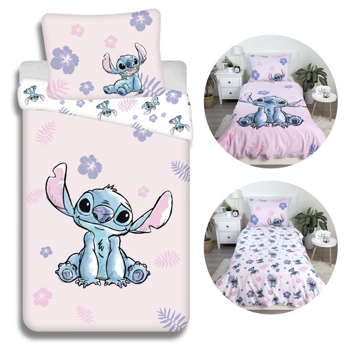Disney Stitch Parure de lit zippée pour enfants draps en coton 140x200 cm Oeko-Tex