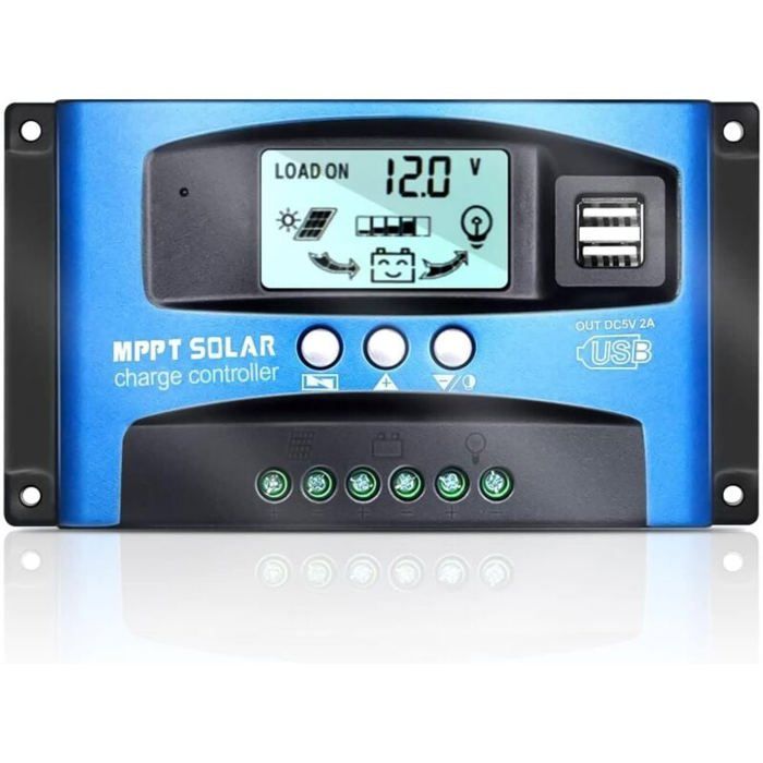 Régulateur Solaire MPPT 30A 12V/24V – écran LCD, Double USB, Protection Intégrée