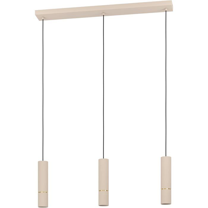 Suspension Luminaire LED Eglo Caminia Lustre 3 Lampes Métal Beige et Doré
